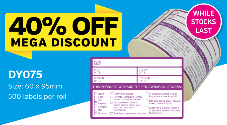 DY075 Allergen Label 40% Off