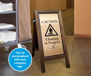 Premium Wooden Cleaning in Progress Safety Stand