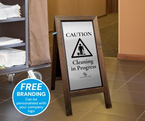 Caution Cleaning in Progress Premium Wooden Safety Floor Stand