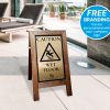 Caution Wet Floor Premium Wooden Wet Floor Safety Stand - Short