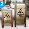 Caution Wet Floor Premium Wooden Wet Floor Safety Stand - 2 Sizes