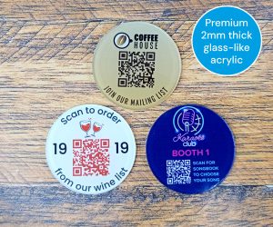 AQR001 50mm Clear Acrylic QR code discs