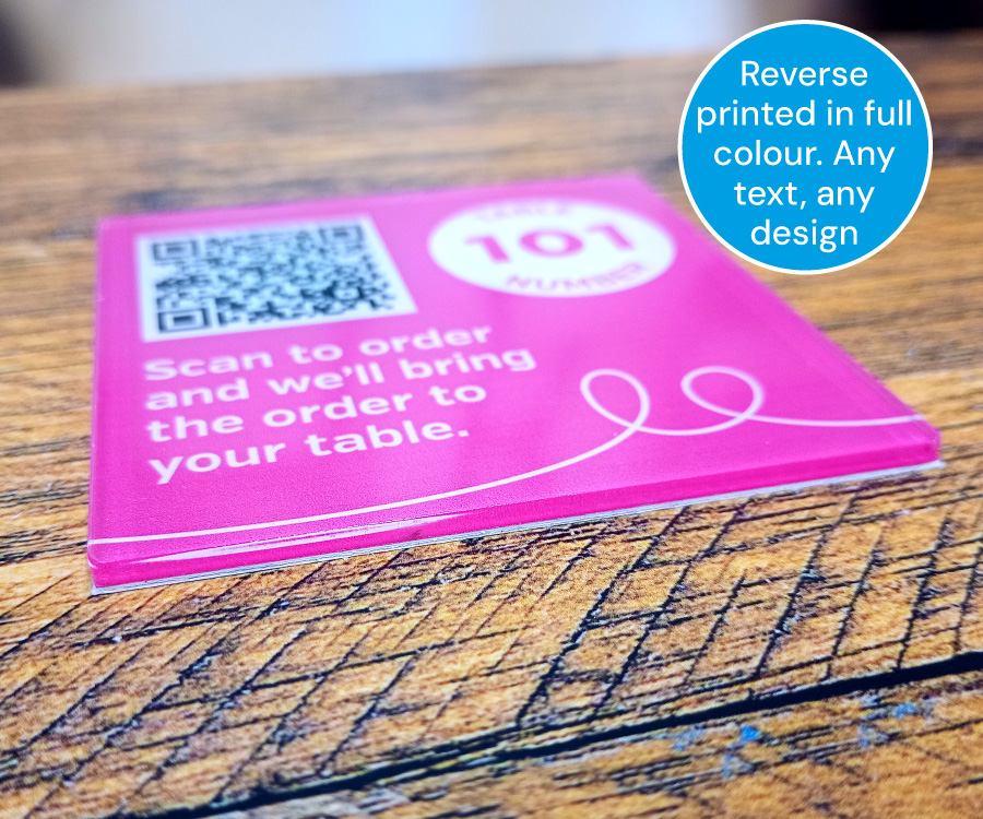 AQR003 70x70mm Clear Acrylic QR code table number