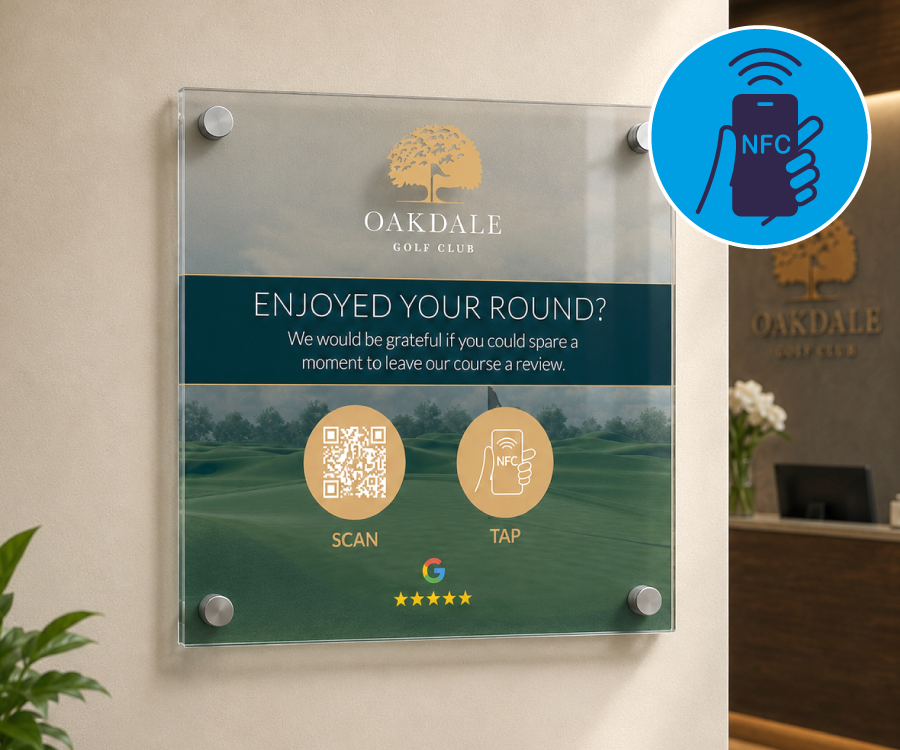 Custom Design 200 x 200mm Full Colour Clear Acrylic NFC Wall Plate