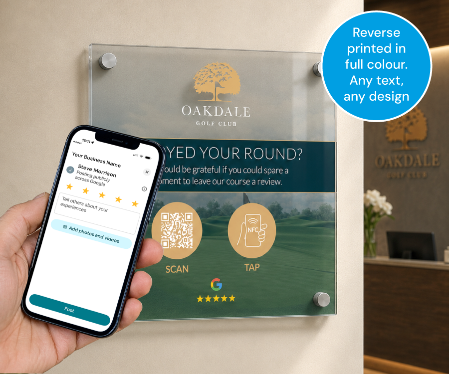 Custom Design 200 x 200mm Full Colour Clear Acrylic NFC Wall Plate - Image 2