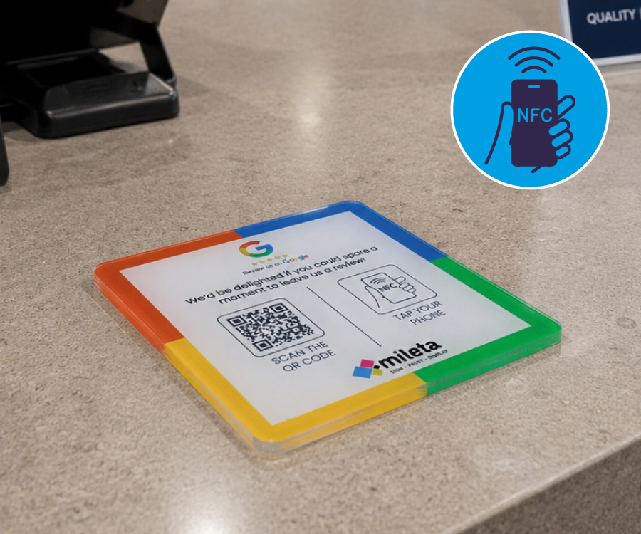 Google Review 100x100mm Clear Acrylic Desk/Wall Plate