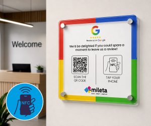 Google Review 200x200mm Clear Acrylic Wall Mounted Notice