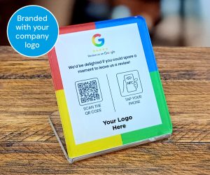 Your Company Google Review Full Colour Printed Glass-Like Acrylic Counter Top NFC Stand