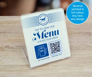 Custom Design Full Colour Glass-Like Acrylic Counter Top NFC Stand